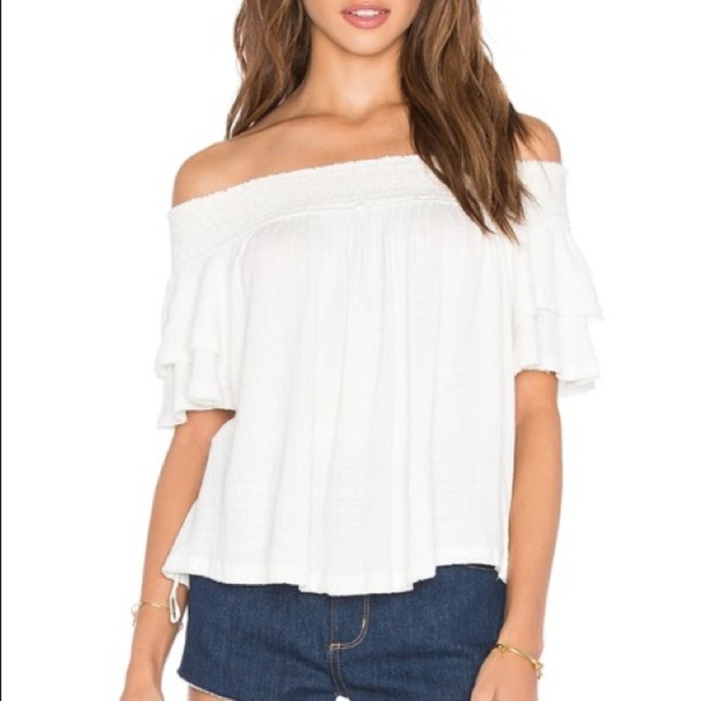 Free People White Off The Shoulder Top, M